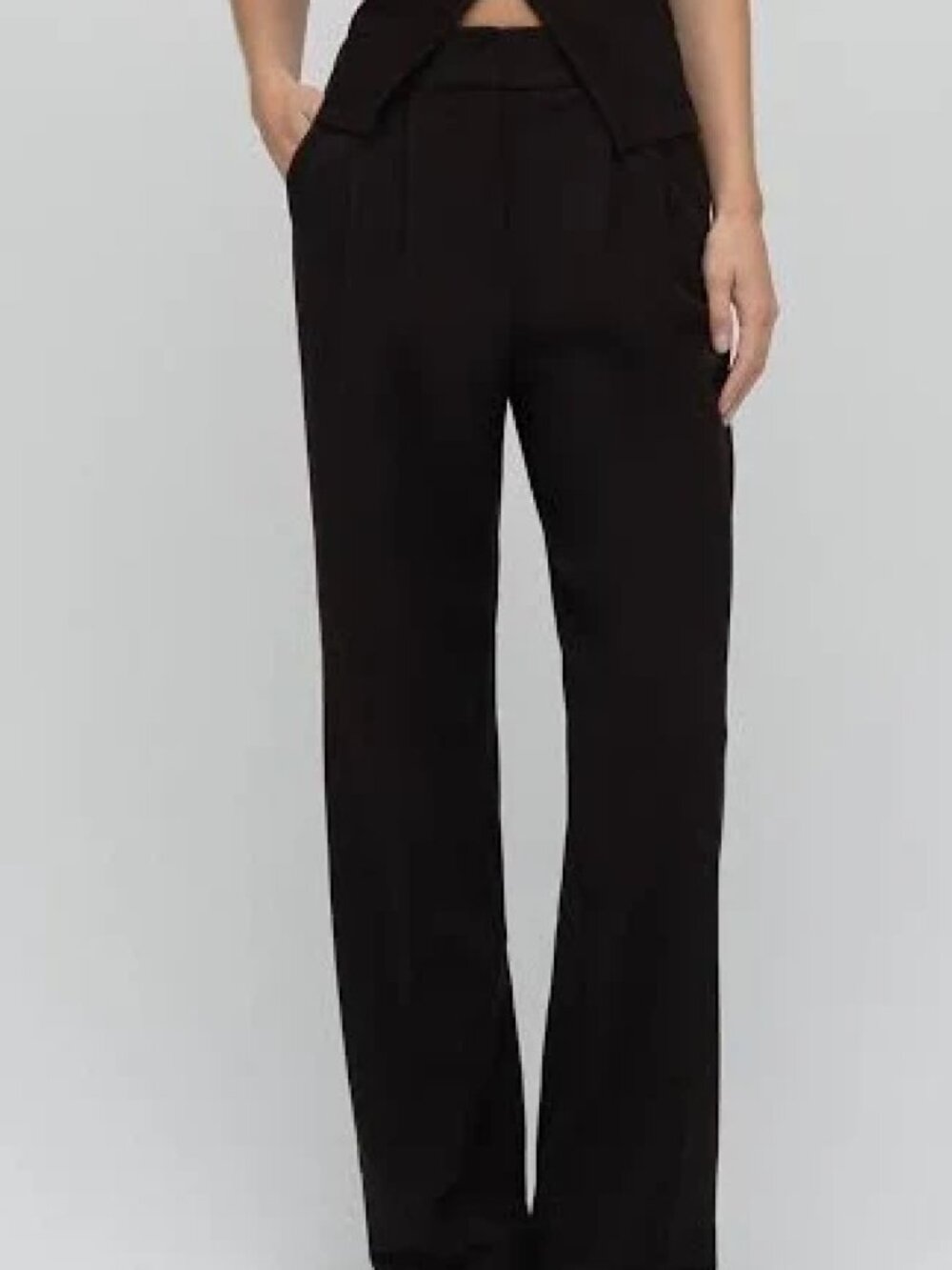 NBD Black Tailored Wide Leg Trousers — Size M